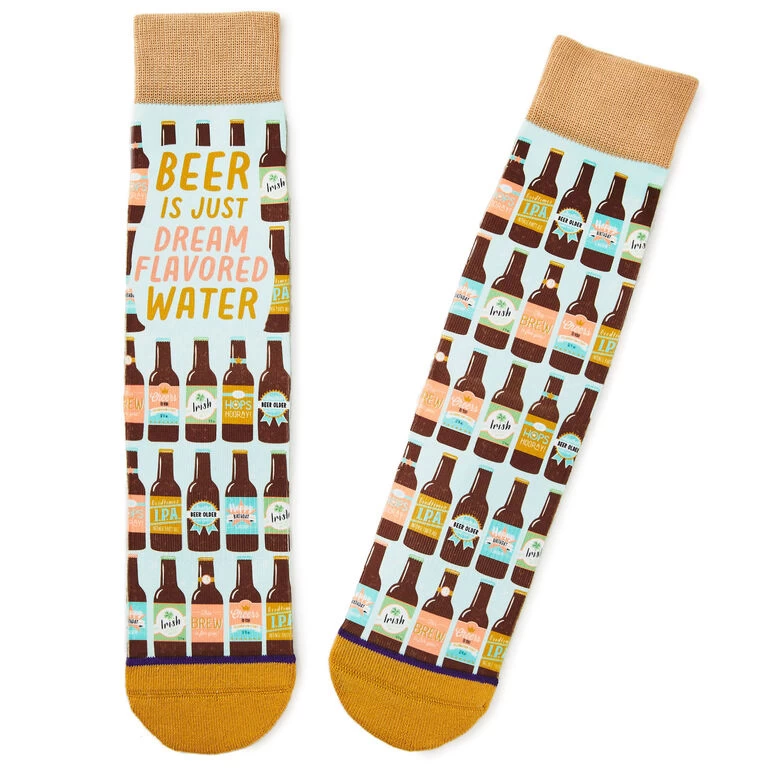Hallmark Beer Is Dream-Flavored Water Funny Crew Socks 3 Hallmark Beer Is Dream-Flavored Water Funny Crew Socks