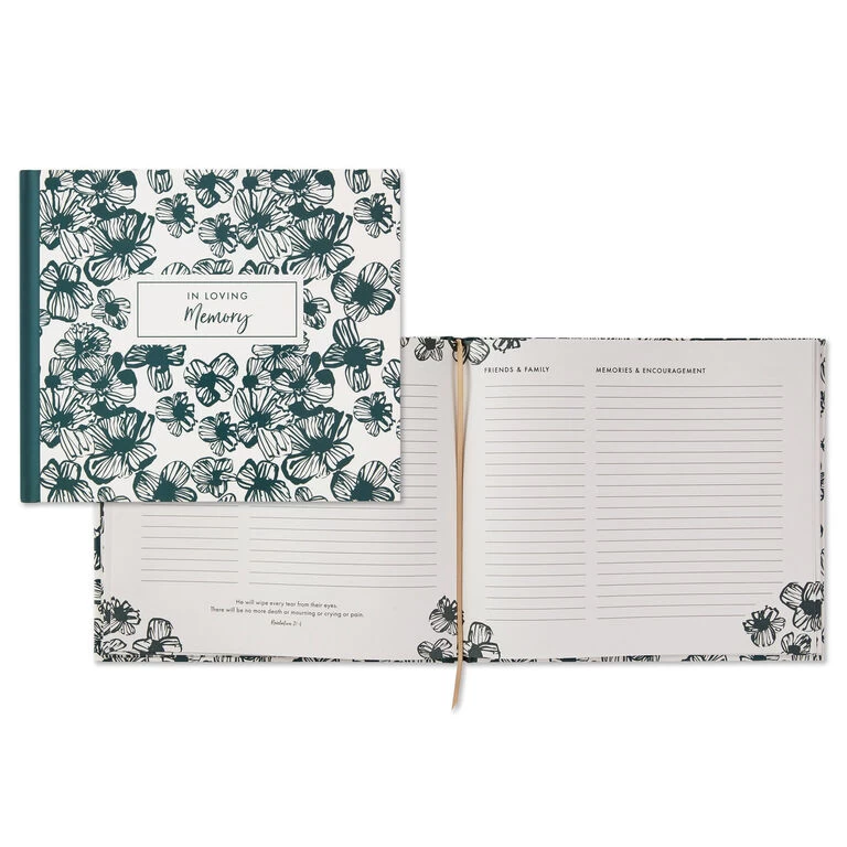 Hallmark In Loving Memory Floral Funeral Guest Book 4 Hallmark In Loving Memory Floral Funeral Guest Book - Image 2