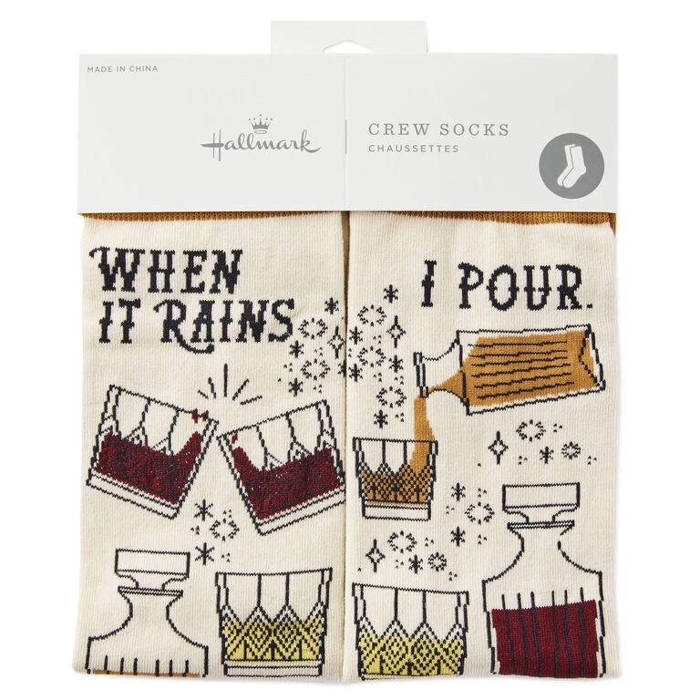 Hallmark When It Rains, I Pour Funny Crew Socks 4 Hallmark When It Rains, I Pour Funny Crew Socks - Image 2