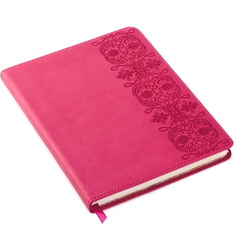 Hallmark Embossed Border Fuchsia Faux Leather Notebook 3 Hallmark Embossed Border Fuchsia Faux Leather Notebook