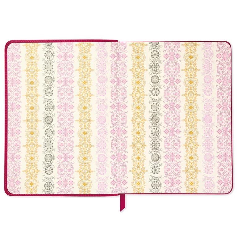 Hallmark Embossed Border Fuchsia Faux Leather Notebook 5 Hallmark Embossed Border Fuchsia Faux Leather Notebook - Image 3