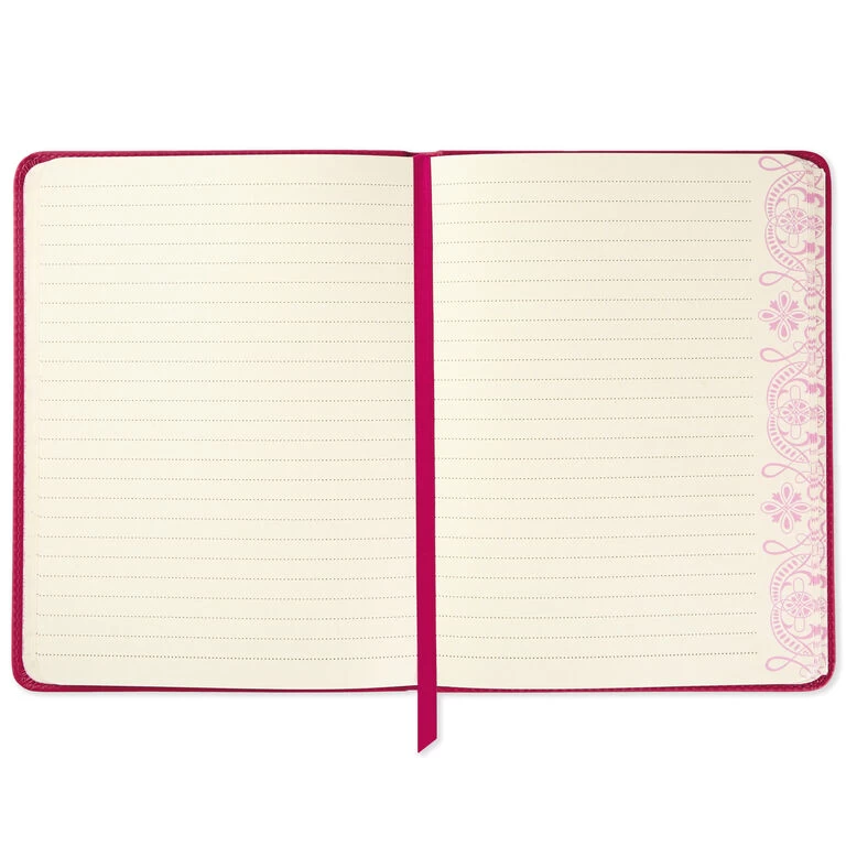 Hallmark Embossed Border Fuchsia Faux Leather Notebook 6 Hallmark Embossed Border Fuchsia Faux Leather Notebook - Image 4