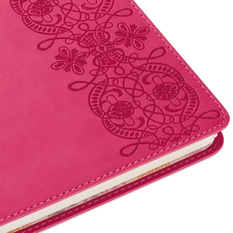 Hallmark Embossed Border Fuchsia Faux Leather Notebook 7 Hallmark Embossed Border Fuchsia Faux Leather Notebook - Image 5