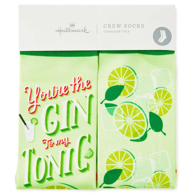 Hallmark You’re The Gin To My Tonic Fun Crew Socks 4 Hallmark You’re The Gin To My Tonic Fun Crew Socks - Image 2