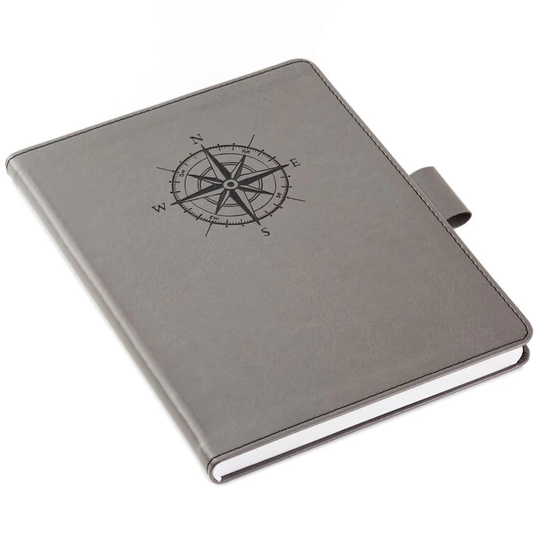 Hallmark Gray Etched Compass Faux Leather Notebook 3 Hallmark Gray Etched Compass Faux Leather Notebook