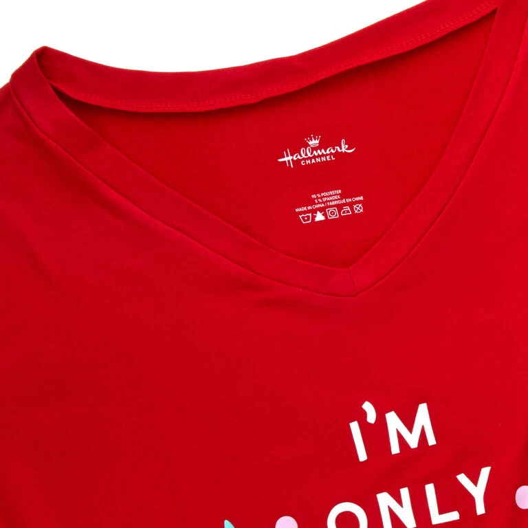 Hallmark Channel Only Awake Oversized Women's Red Sleep Shirt, Small/Medium 6 Hallmark Channel Only Awake Oversized Women's Red Sleep Shirt, Small/Medium - Image 4