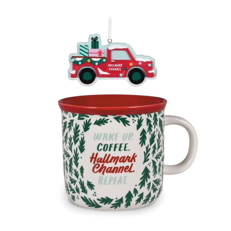 Hallmark Channel Red Truck Ornament And Mug, Set Of 2 3 Hallmark Channel Red Truck Ornament And Mug, Set Of 2