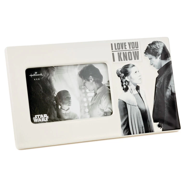 Hallmark Star Wars™ Han Solo™ And Princess Leia™ I Love You I Know Ceramic Picture Frame, 4x6 3 Hallmark Star Wars™ Han Solo™ And Princess Leia™ I Love You I Know Ceramic Picture Frame, 4x6