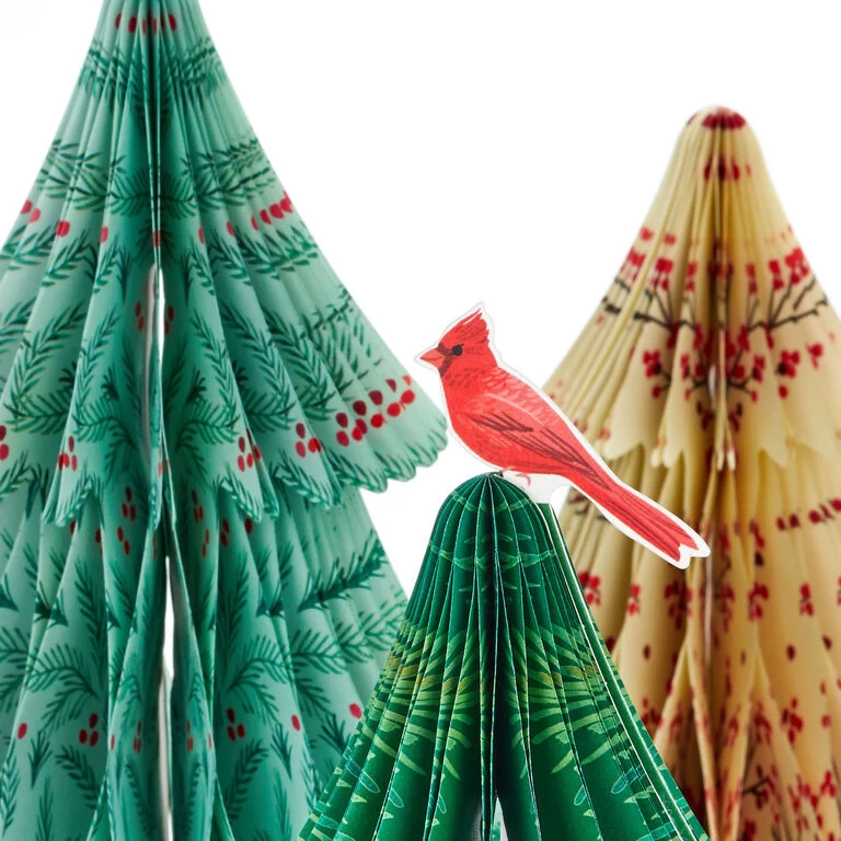 Hallmark Honeycomb Trees 3D Pop-Up Christmas Decorations, Set Of 3 4 Hallmark Honeycomb Trees 3D Pop-Up Christmas Decorations, Set Of 3 - Image 2