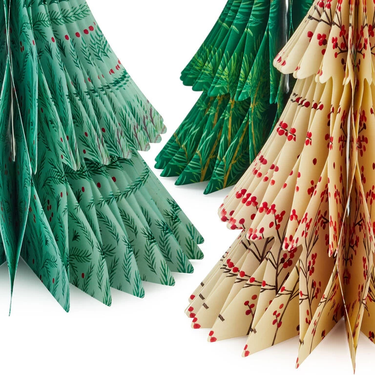 Hallmark Honeycomb Trees 3D Pop-Up Christmas Decorations, Set Of 3 5 Hallmark Honeycomb Trees 3D Pop-Up Christmas Decorations, Set Of 3 - Image 3