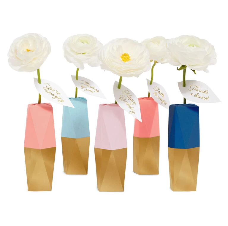 Hallmark Mini Paper Vase Kit, Pack Of 5 With Water Vials And Leaf Tags 3 Hallmark Mini Paper Vase Kit, Pack Of 5 With Water Vials And Leaf Tags