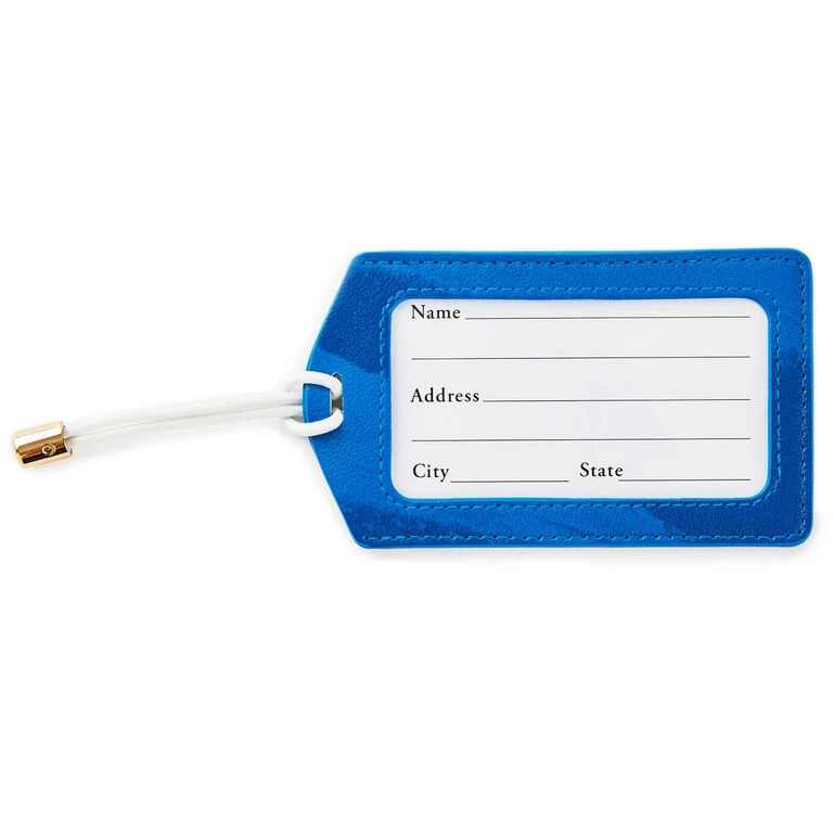 Hallmark Mr. Blue Faux Leather Luggage Tag 4 Hallmark Mr. Blue Faux Leather Luggage Tag - Image 2