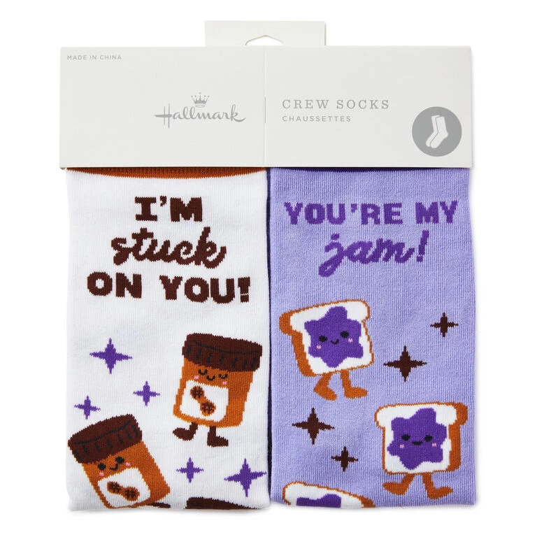 Hallmark Peanut Butter And Jelly Better Together Funny Crew Socks 4 Hallmark Peanut Butter And Jelly Better Together Funny Crew Socks - Image 2