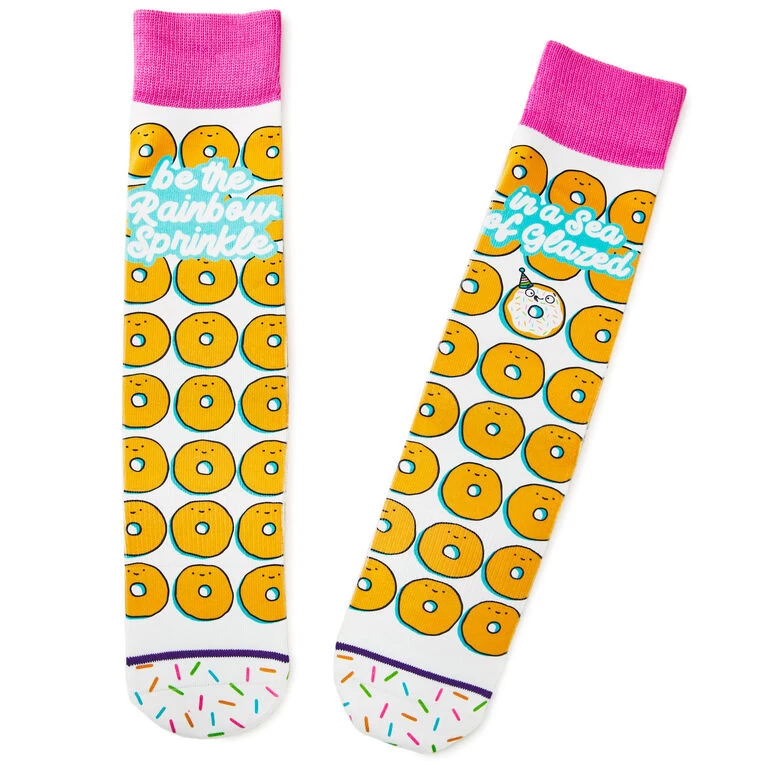 Hallmark Rainbow Sprinkle Donuts Fun Crew Socks 3 Hallmark Rainbow Sprinkle Donuts Fun Crew Socks