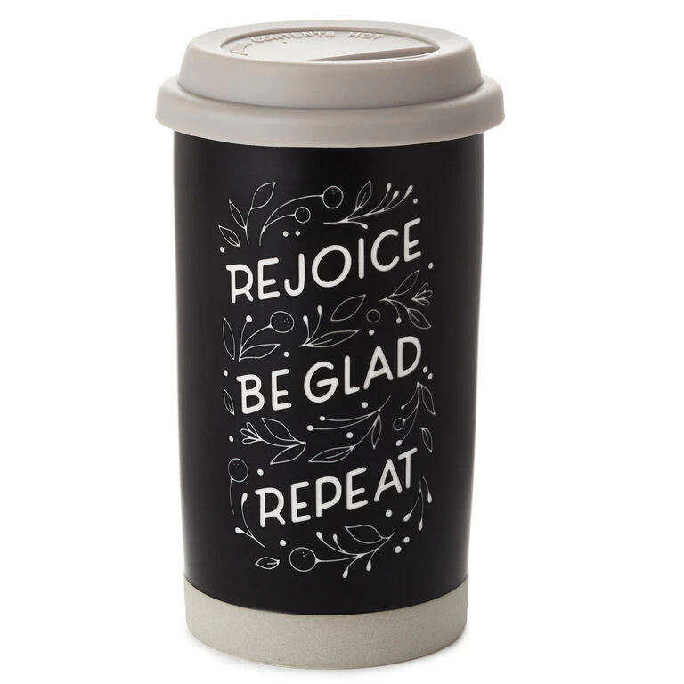 Hallmark Rejoice Repeat Ceramic Travel Mug, 12 Oz. 3 Hallmark Rejoice Repeat Ceramic Travel Mug, 12 Oz.