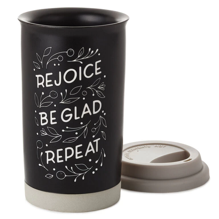 Hallmark Rejoice Repeat Ceramic Travel Mug, 12 Oz. 5 Hallmark Rejoice Repeat Ceramic Travel Mug, 12 Oz. - Image 3