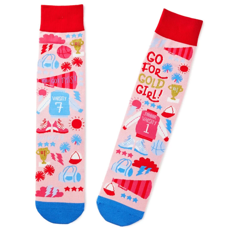 Hallmark Go For Gold, Girl Sporty Fun Crew Socks 3 Hallmark Go For Gold, Girl Sporty Fun Crew Socks